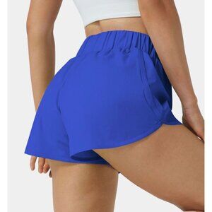 Halara High Waisted Dolphin Hem Casual Shorts Sz Small Blue 2" Inseam